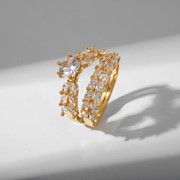 Кольцо 'Сокровище' кристаллы, цвет белый в золоте, размер 16 фото