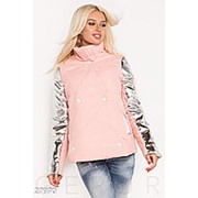 Куртка женская комбинированная демисезонная из плащевой ткани Аляска (4 цвета) -Розовый АМ/-5989 фото