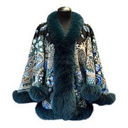 Эксклюзивное пальто "Летучая мышь" из павловопосадского платка "Бархатная ночь"
