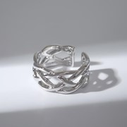 Кольцо 'Тонкие нити' три звена, цвет серебро, безразмерное фото