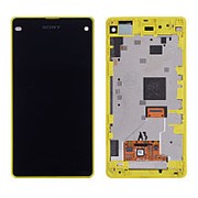 Дисплей для Sony Z1 compact в сборе с тачскрином на рамке ?Yellow? фотография
