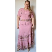Костюм женский блузка с юбкой розовый на 52-54 размеры фото