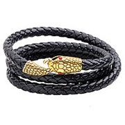 Модный многослойный браслет в форме змеи Золотые кожаные браслеты для мужчин фото