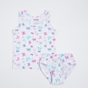 Комплект (майка, трусы) для девочки, цвет белый/бантики, рост 104 см фото