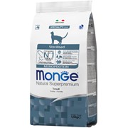 Корм для кошек Monge Cat Monoprotein Sterilised для стерилизованных, форель 1,5 кг фото