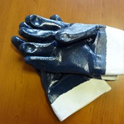 Перчатки нитриловые манжет-крага частичное покрытие фотография