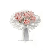 Букет для невесты №07, розовый (розы латекс, 7 шт) фото