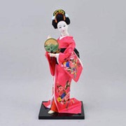 Японская кукла фарфоровая Гейша с веером фото
