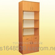 Шкаф книжный, с 2 ящиками, 2-дверный, с антресолью, 802х403х2186 мм., 0640+0653