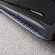 Пороги Hyundai Grand Santa Fe 2016-н.в. (алюм. с пласт. накладкой карбон/черные 1820 мм) фотография