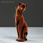 Копилка “Кошка Багира“, флок, коричневая, 28 см фото