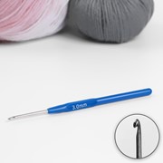 Крючок для вязания, с пластиковой ручкой, d 3 мм, 13,5 см, цвет синий (комплект из 10 шт.)