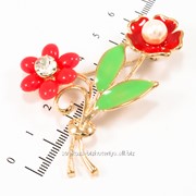 Брошь ''Цветки с камушками и лепестками'' эмалированные, (4 см) 222151(9) фото