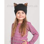 Детская шапка с леопардовыми ушками фото