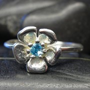 Серебряное кольцо с синим топазом фото