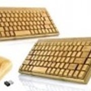 Беспроводная бамбуковая клавиатура + мышь, мини фотография