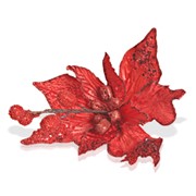 Декор Пуансеттия красная бархатная 20см фото