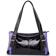 Женская черно-сиреневая кожаная сумочка фото