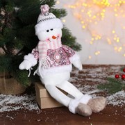 Мягкая игрушка “Снеговик в розовых пайетках-длинные ножки“ 11х37 см фотография