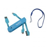 USB кабель «LP» 3 в 1 карманный синий (micro USB/Apple Lightning 8-pin/Apple 30 pin) фото