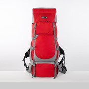 Рюкзак туристический, 100 л, отдел на шнурке, 2 наружных кармана, 2 боковых кармана, цвет красный/серый фото