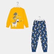 Пижама для мальчика, цвет жёлтый/синий, рост 128 см фото