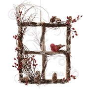 Декор Окно натур. с ягодами и шишками 36x43cм фото