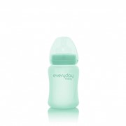 Бутылочка EveryDay Baby Стеклянная бутылочка с защитным силиконовым покрытием Healthy +, 150 мл, мятный фото