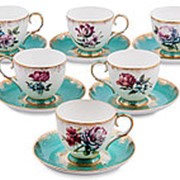 Чайный сервиз на 6 персон Цветок Неаполя/Костяной фарфор арт.JK-21 Pavone