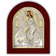 Иоанн Предтеча Икона серебряная с позолотой на деревянной основе Silver Axion 156 х 190 мм фотография