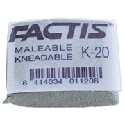 Ластик-клячка FACTIS K 20 (Испания), 37х29х10 мм, серый, прямоугольный, супермягкий, натуральный каучук, фото
