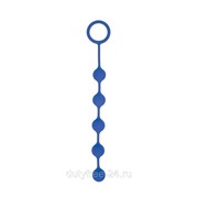 Синяя анальная цепочка с кольцом-ограничителем - 23 см. фото