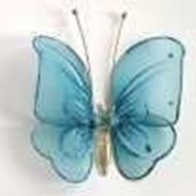 Бабочка декоративная аксессуар для штор и тюлей маленькая голубая 12*9 см фото