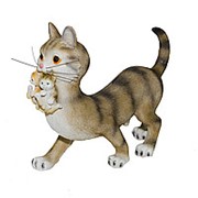 Фигура Кошка с котятами коричневая 19007
