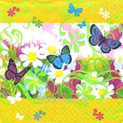 Салфетка для декупажа Весёлые бабочки мини фото