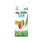 Карандаши цветные CARIOCA Tita, 12 цветов, пластиковые, грифель 3 мм, шестигранные, европодвес, 42793 фото