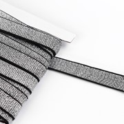 Резинка с глиттером, 15 мм, 10 ± 1 м, цвет чёрный/серебряный фото