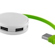 USB Hub Round, на 4 порта, белый/лайм фотография