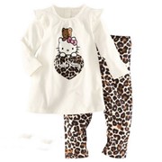 Одежда детская Retail, free shipping 2013 new 100% cotton Hello kitty baby pajamas of the children leopard pyjamas kids baby clothing 2 pcs set, код 1079405168 фотография