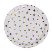 Набор тарелок бумажных Миленд “Звезды“, золот. тиснен., 6 шт./уп. 23 см., СП-5172 фото