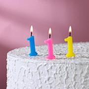 Свеча в торт на шпажке, цифра 1, МИКС, 4.5х2.5 см фото