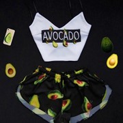 Шёлковая женская пижама Авокадо (шорты, майка) фото