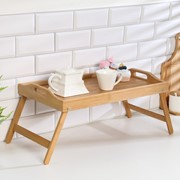 Столик - поднос для завтрака с ручками, складной, бамбук фотография