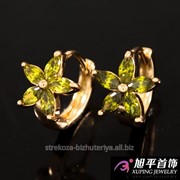 Серьги лимонное золото “Зеленый цветочек“ 524069(2) фото