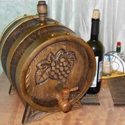 Бочка дубовая из скального дуба с ручной резьбой, 10 л фото