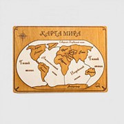 Пазл деревянный Карта мира темная рамка русский язык фото