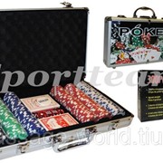 Покерный набор в алюм. кейсе-300 IG-4392-300 (300фиш. без номин,2кол. карт, 5куб, р-р кейса40*21*6,5см) фото