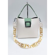 Сумка с застежками на магнитах 25 см белая фото