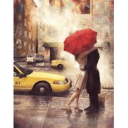 Картина стразами Двое под красным зонтом 50х60 см фотография
