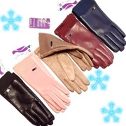 Перчатки кожаные сенсорные 12 пар разные цвета фотография